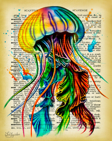 Ζωγραφική με τίτλο "Jellyfish watercolo…" από Irinjoyart, Αυθεντικά έργα τέχνης, Ακουαρέλα