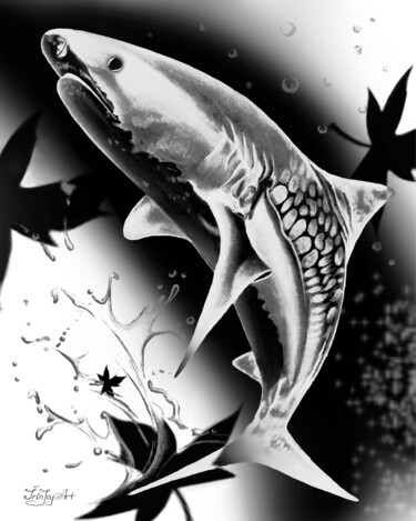 印花与版画 标题为“Black white tiger s…” 由Irinjoyart, 原创艺术品, 数字打印