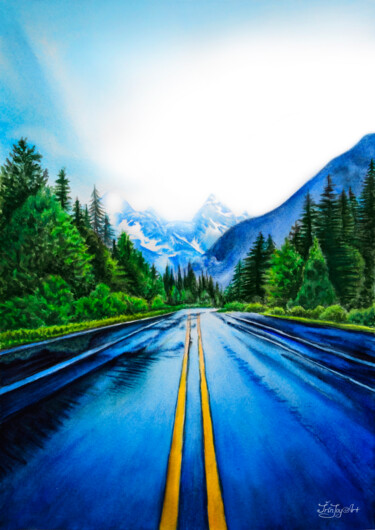 Картина под названием "Blue Ridge Mountain…" - Irinjoyart, Подлинное произведение искусства, Масло