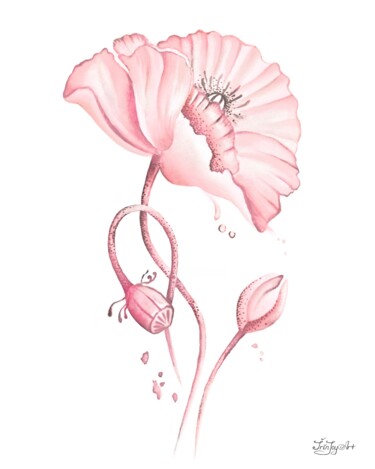 Schilderij getiteld "Light pink pastel p…" door Irinjoyart, Origineel Kunstwerk, Aquarel
