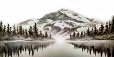Malerei mit dem Titel "Warm gray Sepia Bla…" von Irinjoyart, Original-Kunstwerk, Aquarell