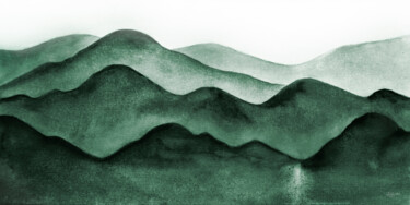 Peinture intitulée "Green mountains wal…" par Irinjoyart, Œuvre d'art originale, Aquarelle