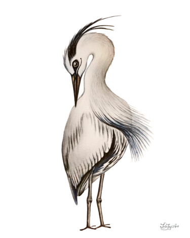 Pintura intitulada "Watercolor bird wal…" por Irinjoyart, Obras de arte originais, Aquarela