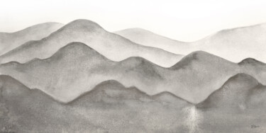 Schilderij getiteld "Grey warm mountains…" door Irinjoyart, Origineel Kunstwerk, Aquarel