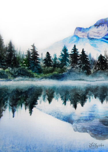 Peinture intitulée "Blue Ridge art prin…" par Irinjoyart, Œuvre d'art originale, Aquarelle