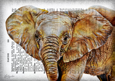 Pintura titulada "Elephant print Anim…" por Irinjoyart, Obra de arte original, Acuarela
