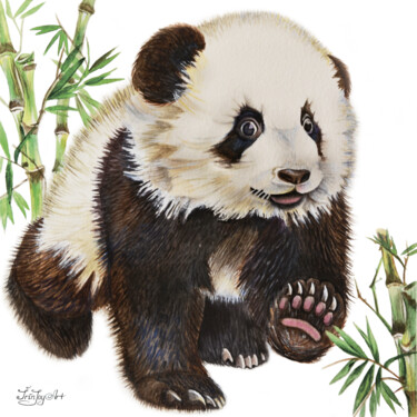 Картина под названием "Panda poster Bear a…" - Irinjoyart, Подлинное произведение искусства, Акварель
