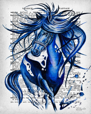 Peinture intitulée "Magical horse wall…" par Irinjoyart, Œuvre d'art originale, Aquarelle