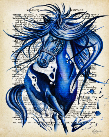 Peinture intitulée "Magical horse Dicti…" par Irinjoyart, Œuvre d'art originale, Aquarelle