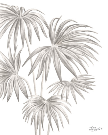 Картина под названием "Palm leaf watercolo…" - Irinjoyart, Подлинное произведение искусства, Акварель