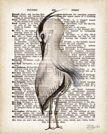 Pittura intitolato "Bird Heron Dictiona…" da Irinjoyart, Opera d'arte originale, Acquarello