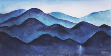 Pintura titulada "Blue Ridge Abstract…" por Irinjoyart, Obra de arte original, Acuarela