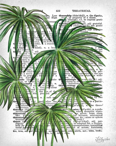 Malarstwo zatytułowany „Dictionary art Palm…” autorstwa Irinjoyart, Oryginalna praca, Akwarela