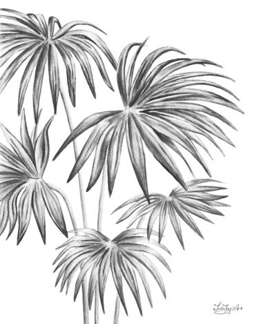 Malerei mit dem Titel "Palm tree leaves wa…" von Irinjoyart, Original-Kunstwerk, Aquarell