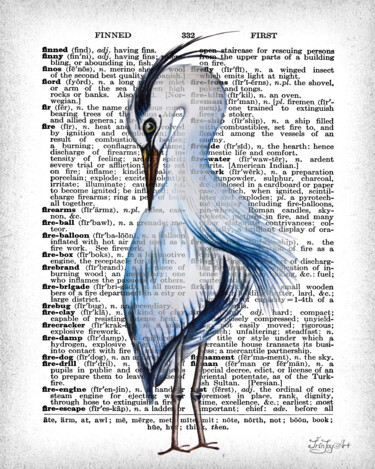 Malarstwo zatytułowany „Blue heron Bird can…” autorstwa Irinjoyart, Oryginalna praca, Akwarela