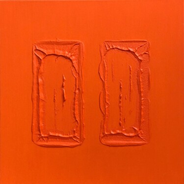 Malerei mit dem Titel "Orange  art 3D text…" von Iris White, Original-Kunstwerk, Acryl