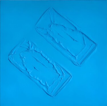Painting titled "blue 3d texture art" by Iris White, Original Artwork, Acrylic