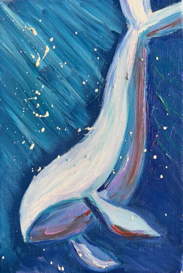 Картина под названием "Кит" - Iris, Подлинное произведение искусства, Масло Установлен на Деревянная рама для носилок