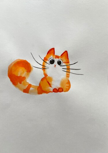 绘画 标题为“Cat” 由Iris, 原创艺术品, 水彩