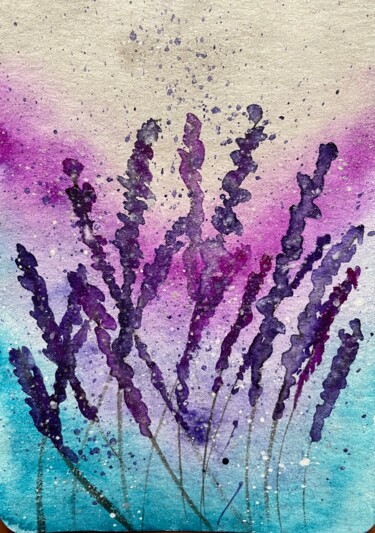 Картина под названием "Lavender" - Iris, Подлинное произведение искусства, Акварель