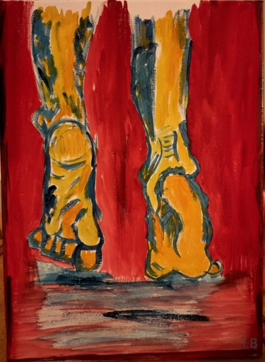 Painting titled "Bare Feet" by Iris Baratier, Original Artwork, Acrylic