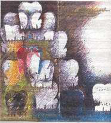 Disegno intitolato "gli elefantini" da Iris Cavallone, Opera d'arte originale, Biro