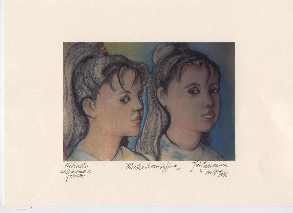 Pittura intitolato "Mirka e il suo dopp…" da Iris Cavallone, Opera d'arte originale