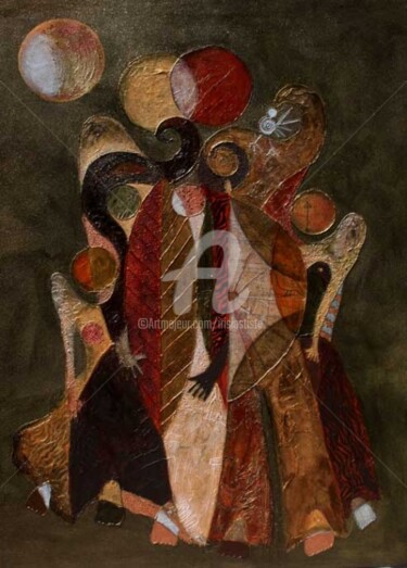 Pintura titulada "la force de l unite" por Iris, Obra de arte original, Oleo