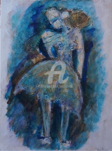 Painting titled "Tutu in blue" by Iris, Original Artwork, Acrylic