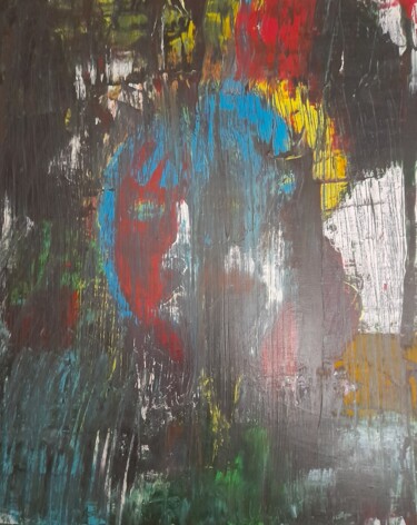 Schilderij getiteld "Blues" door Irissofia, Origineel Kunstwerk, Acryl Gemonteerd op Frame voor houten brancard