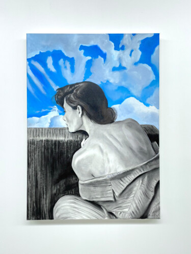 Painting titled "Cloud Melancholic 5…" by Irjan Moussin, Original Artwork, Oil Mounted on Wood Stretcher frame