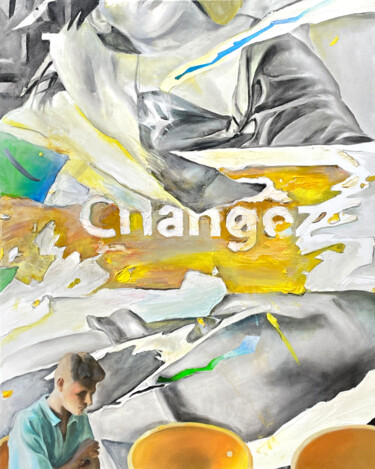 Painting titled "Changez  80 x 100 c…" by Irjan Moussin, Original Artwork, Oil Mounted on Wood Stretcher frame