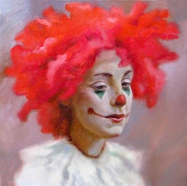 Painting titled "Девушка клоун." by Irjan Moussin, Original Artwork, Oil