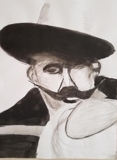 Disegno intitolato "Moustaches" da Irma Dhondt, Opera d'arte originale, Grafite