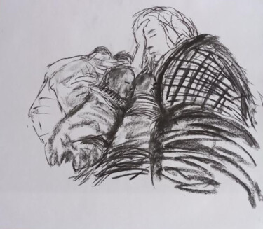 Рисунок под названием "Douleurs" - Irma Dhondt, Подлинное произведение искусства, Древесный уголь