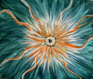 Pintura intitulada "Irruption solaire" por Irma Dhondt, Obras de arte originais, Acrílico Montado em Cartão