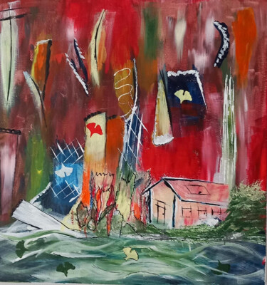 Pintura titulada "C'est la fête chez…" por Irma Dhondt, Obra de arte original, Acrílico Montado en Bastidor de camilla de ma…