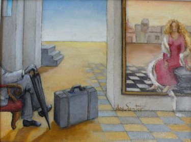Pintura titulada "Espera en la tarde" por Irma Dos Santos, Obra de arte original