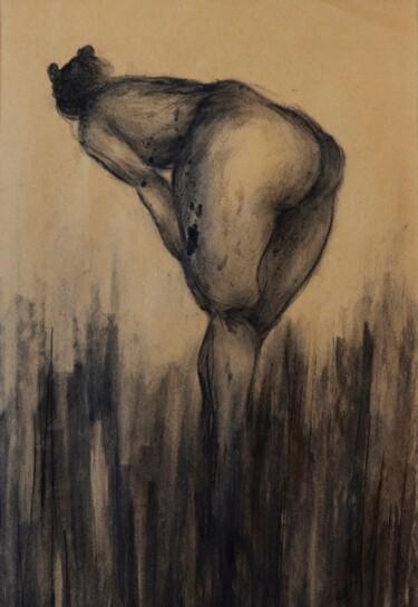Рисунок под названием "La récolteuse" - Irune, Подлинное произведение искусства, Древесный уголь