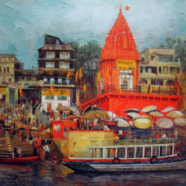 Painting titled "Varanasi-01" by Iruvan Karunakaran, Original Artwork, Acrylic