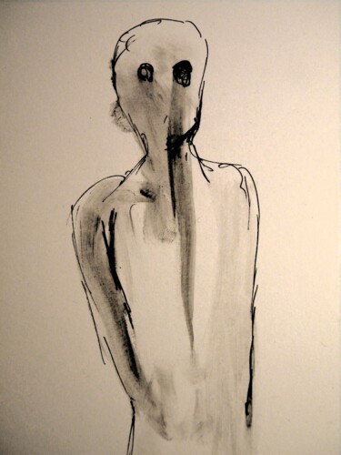 Рисунок под названием "Self-portrait" - Irvin Grassi, Подлинное произведение искусства, Гелевая ручка