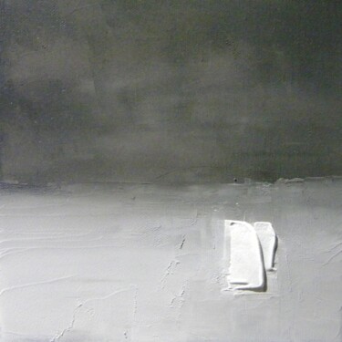 Painting titled "Grau 01 ( Gray seri…" by Irvin Grassi, Original Artwork, Oil Mounted on Wood Stretcher frame