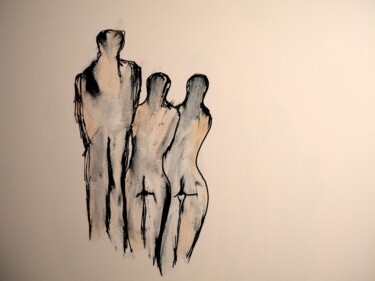 Disegno intitolato "Homeless family" da Irvin Grassi, Opera d'arte originale, Penna gel