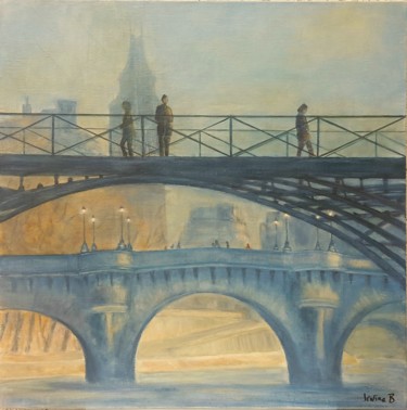 Painting titled "Pont des Arts" by Irwine B., Original Artwork, Acrylic