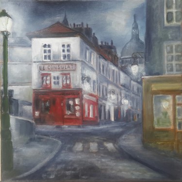 Painting titled "A Montmartre" by Irwine B., Original Artwork, Oil