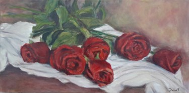 Peinture intitulée "Roses rouges" par Irwine B., Œuvre d'art originale, Acrylique
