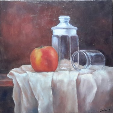 Painting titled "Ma pomme" by Irwine B., Original Artwork, Oil