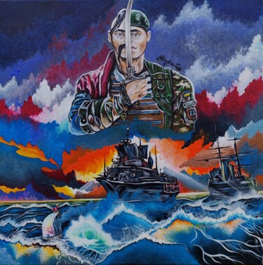 Картина под названием "Український військо…" - Iryna Abdurakhmanova, Подлинное произведение искусства, Акрил