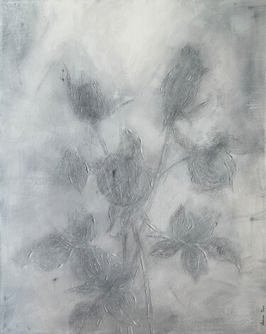 Malerei mit dem Titel "'Roses Buds' Black…" von Iryna Antoniuk (IRENA TONE), Original-Kunstwerk, Acryl