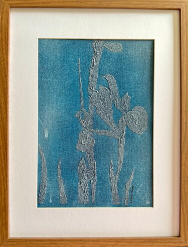 Painting titled "Iris blue flower Ac…" by Iryna Antoniuk (IRENA TONE), Original Artwork, Acrylic